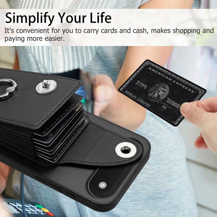 For iPhone Air Organ Card Bag Ring Holder Phone Case(Black) - iPhone Air Cases by buy2fix | Online Shopping UK | buy2fix