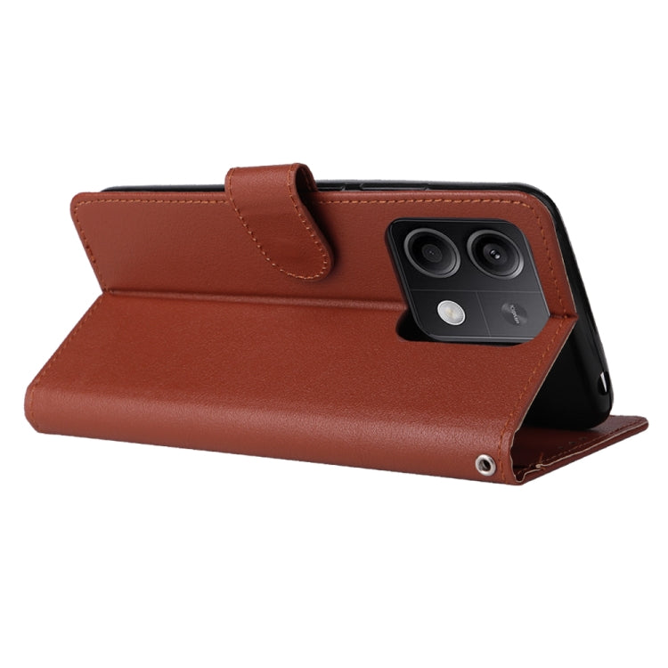 For Xiaomi Redmi Note 13 5G Multifunctional Horizontal Flip Leather Phone Case with Three Card Slot(Brown) by buy2fix
