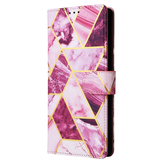 For Samsung Galaxy S24 Ultra 5G Marble Bronzing Stitching Leather Phone Case(Purple) by buy2fix