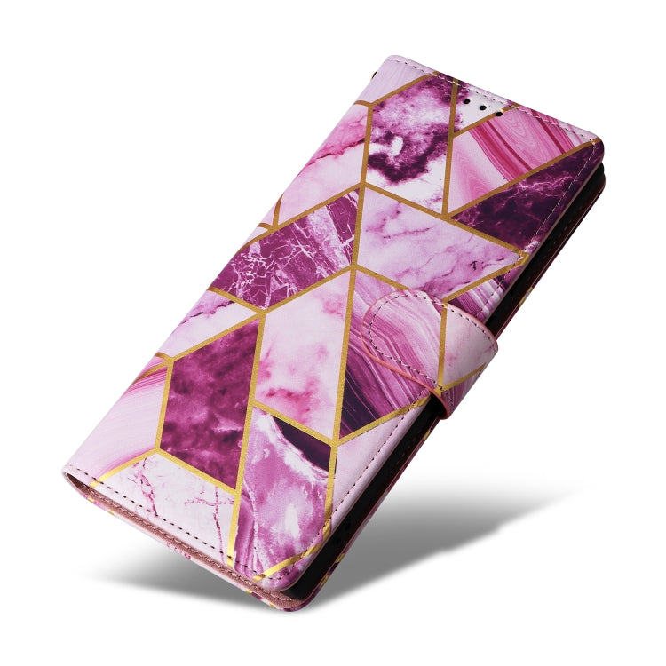For Samsung Galaxy S24 Ultra 5G Marble Bronzing Stitching Leather Phone Case(Purple) by buy2fix