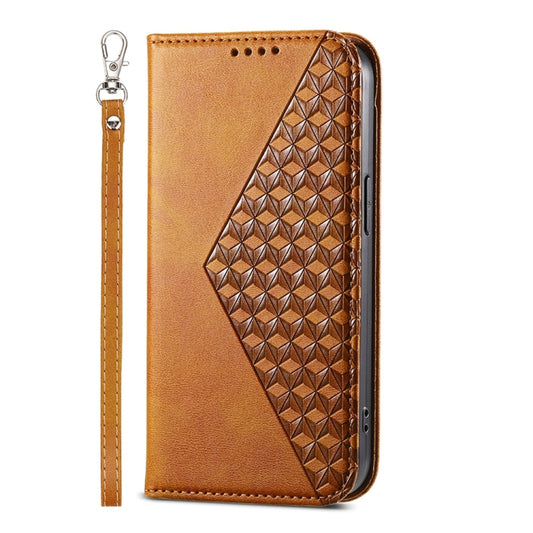For Google Pixel 9 Pro Cubic Grid Calf Texture Magnetic Leather Phone Case(Yellow) by buy2fix