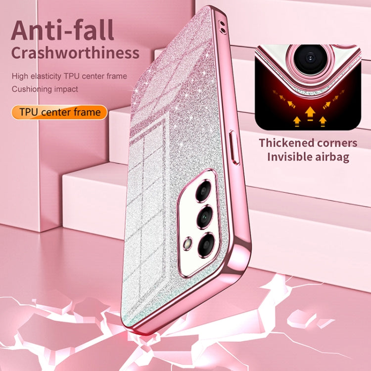 For Samsung Galaxy S24 Ultra 5G Gradient Glitter Powder Electroplated Phone Case(Pink) by buy2fix