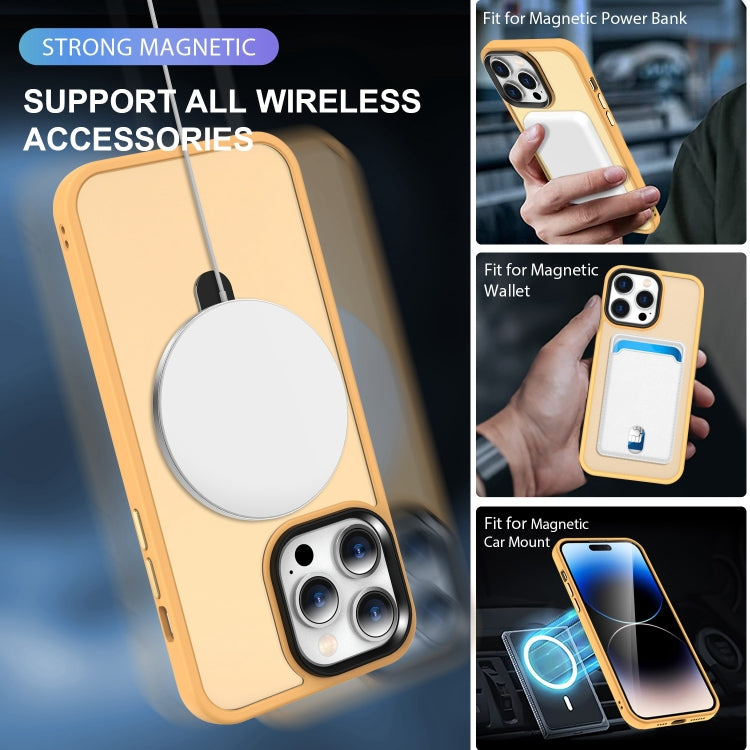 For iPhone 15 Skin-feel MagSafe Holder PC Hybrid TPU Phone Case(Orange) by buy2fix