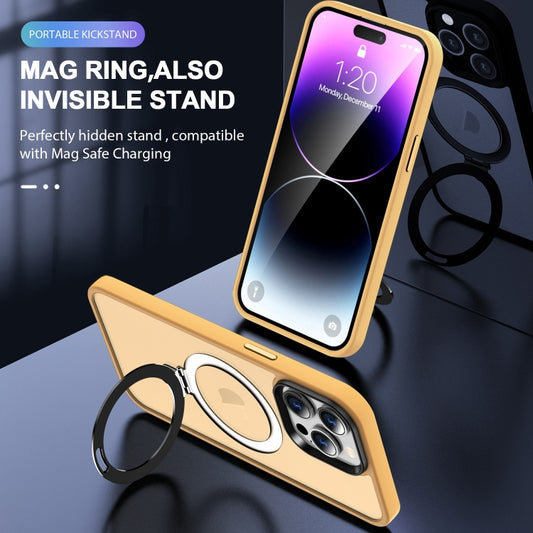 For iPhone 16 Pro Skin-feel MagSafe Holder PC Hybrid TPU Phone Case(Orange) by buy2fix