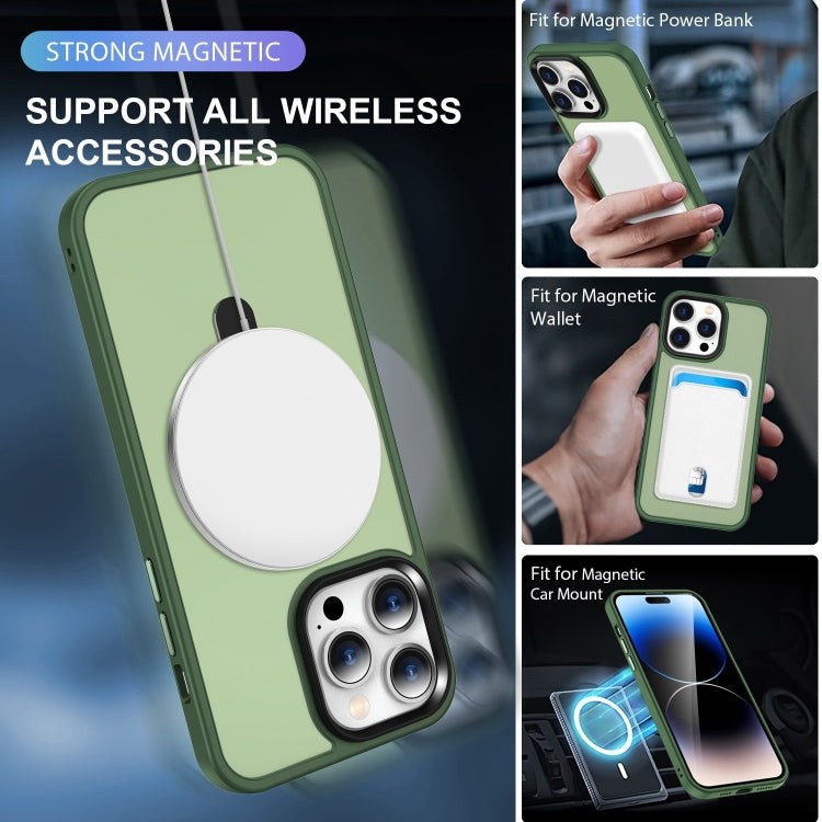 For iPhone 16 Pro Skin-feel MagSafe Holder PC Hybrid TPU Phone Case(Green) by buy2fix