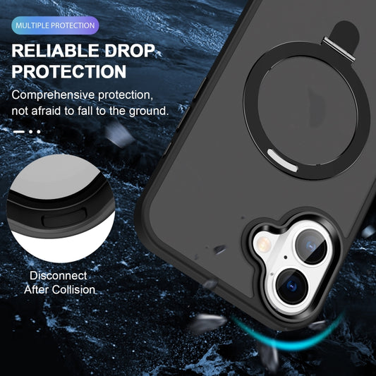 For iPhone 16 Plus Skin-feel MagSafe Holder PC Hybrid TPU Phone Case(Black) by buy2fix
