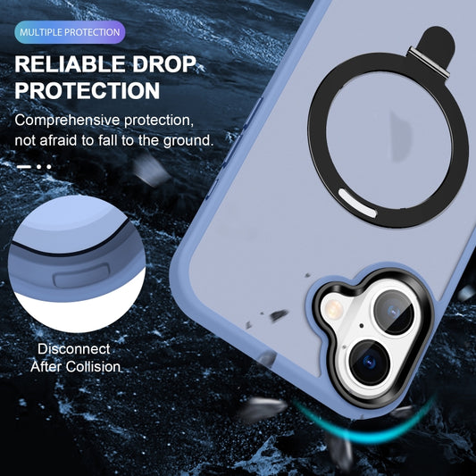 For iPhone 16 Plus Skin-feel MagSafe Holder PC Hybrid TPU Phone Case(Blue) by buy2fix