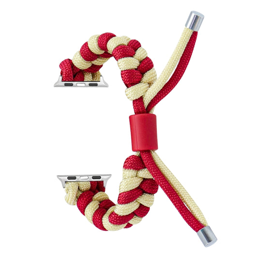 For Apple Watch Ultra 2 49mm Paracord Fishtail Braided Silicone Bead Watch Band(Red Light Yellow) by buy2fix