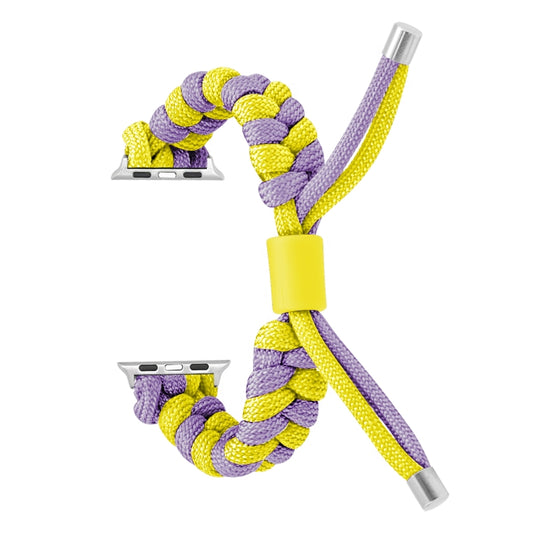 For Apple Watch Ultra 49mm Paracord Fishtail Braided Silicone Bead Watch Band(Purple Yellow) by buy2fix