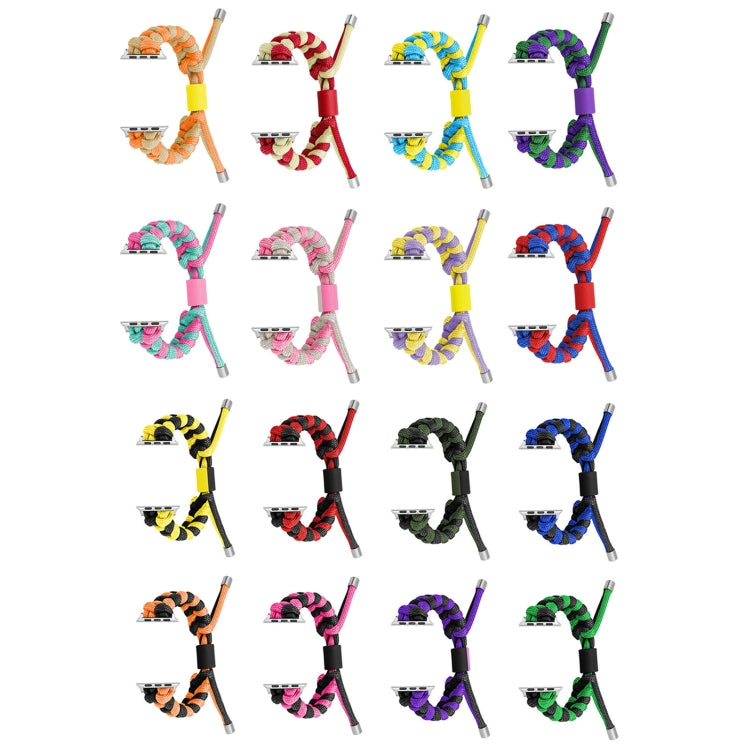 For Apple Watch Ultra 49mm Paracord Fishtail Braided Silicone Bead Watch Band(Red Light Yellow) by buy2fix