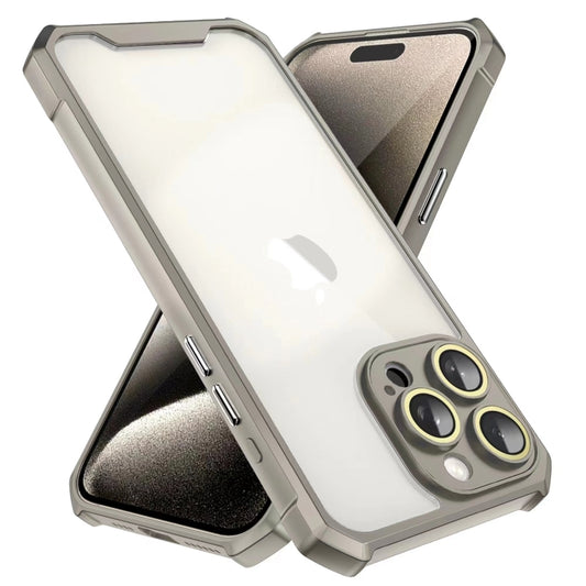 For iPhone 16 Shockproof Acrylic Phone Case with Lens Glass Film(Grey) by buy2fix