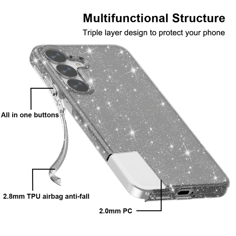 For Samsung Galaxy S25+ 5G Shockproof Terminator Glitter Powder Phone Case(Black) by buy2fix