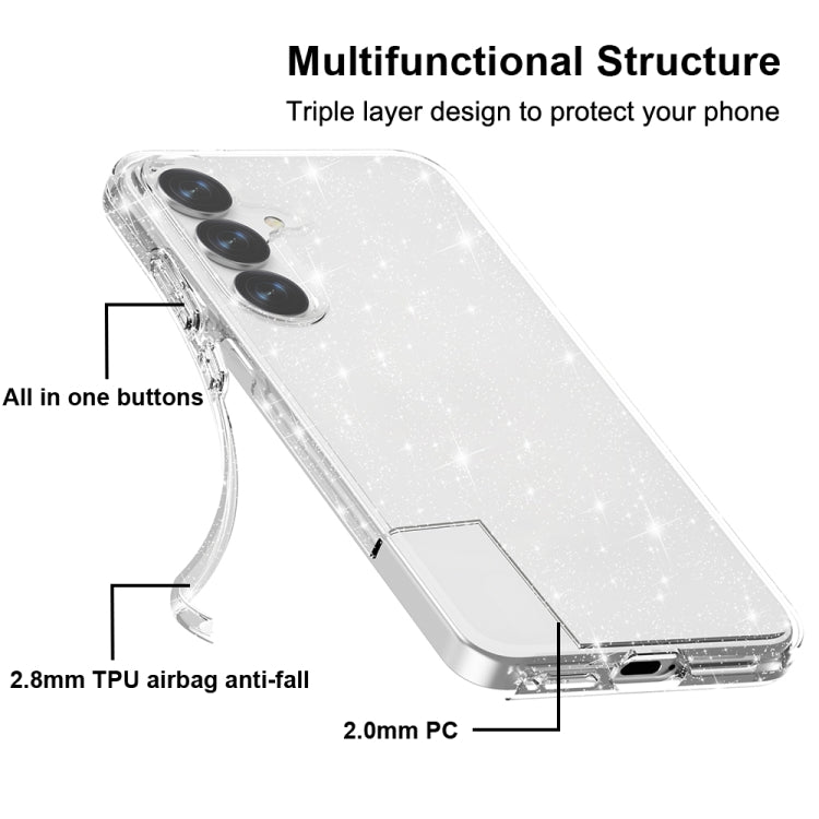 For Samsung Galaxy S25+ 5G Shockproof Terminator Glitter Powder Phone Case(White) by buy2fix