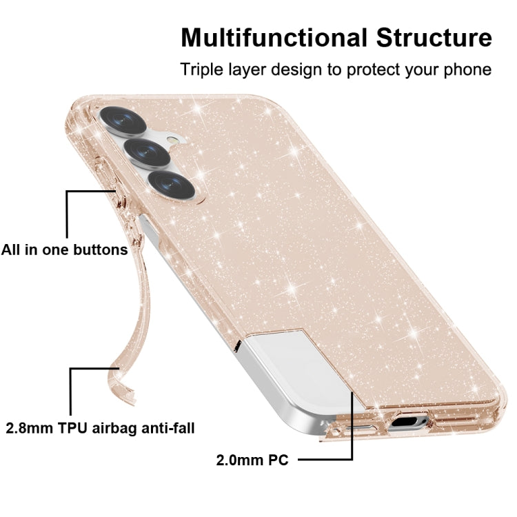 For Samsung Galaxy S25 5G Shockproof Terminator Glitter Powder Phone Case(Gold) by buy2fix