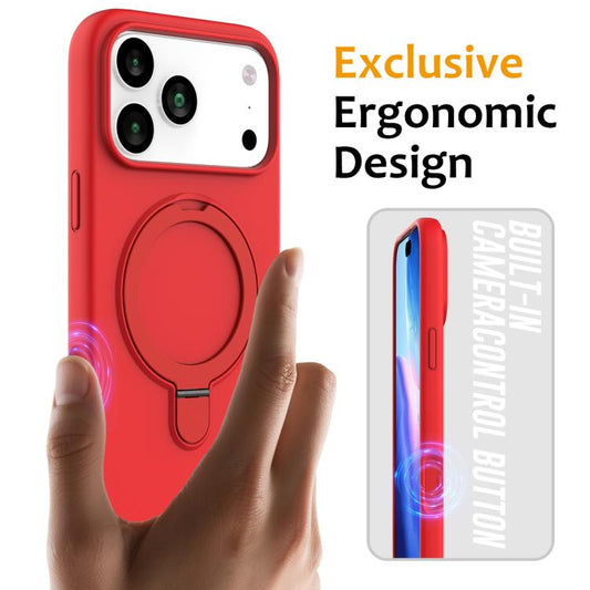 For iPhone 17 Pro Max Liquid Silicone MagSafe Magnetic Phone Case with Ring Holder(Red) - iPhone 17 Pro Max Cases by buy2fix | Online Shopping UK | buy2fix