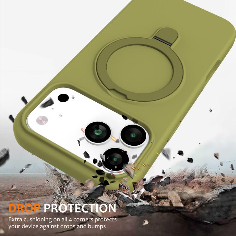 For iPhone 17 Pro Liquid Silicone MagSafe Magnetic Phone Case with Ring Holder(Willow Green) - iPhone 17 Pro Cases by buy2fix | Online Shopping UK | buy2fix