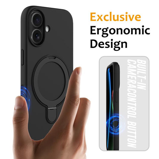 For iPhone 17 Liquid Silicone MagSafe Magnetic Phone Case with Ring Holder(Black) - iPhone 17 Cases by buy2fix | Online Shopping UK | buy2fix