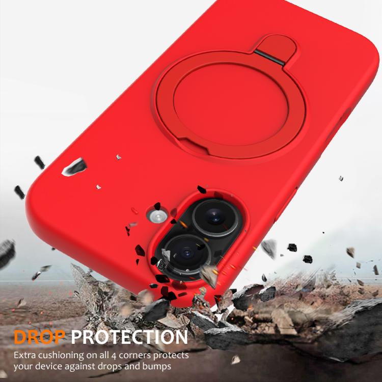 For iPhone 17 Liquid Silicone MagSafe Magnetic Phone Case with Ring Holder(Red) - iPhone 17 Cases by buy2fix | Online Shopping UK | buy2fix