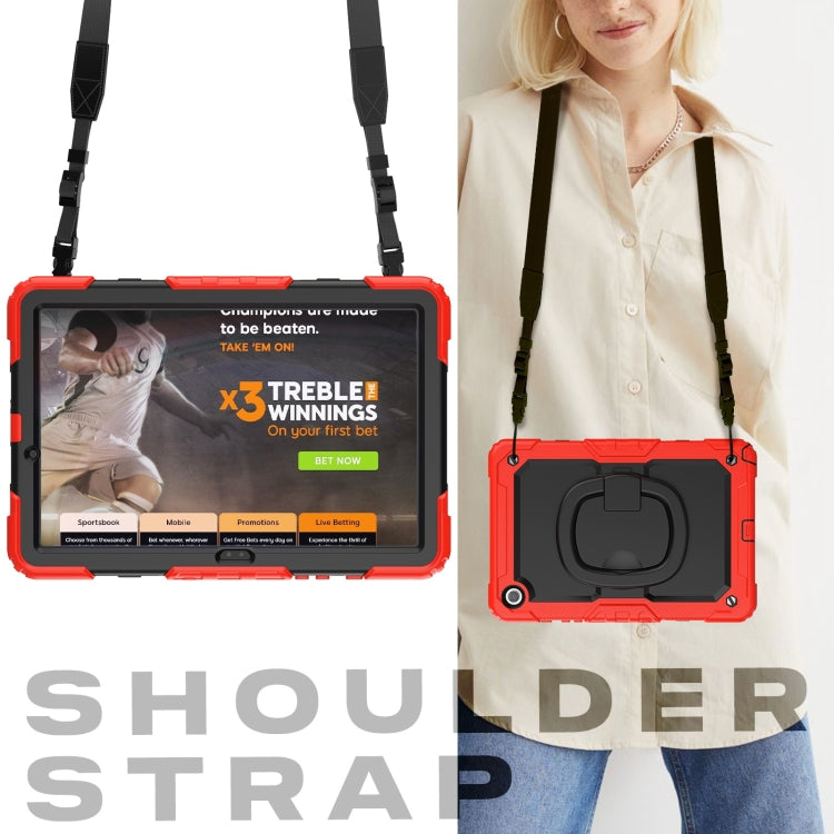 For Samsung Galaxy Tab A9+ Handle Silicone Hydric PC Tablet Case with Shoulder Strap(Red) - Galaxy Tab A9+ by buy2fix | Online Shopping UK | buy2fix