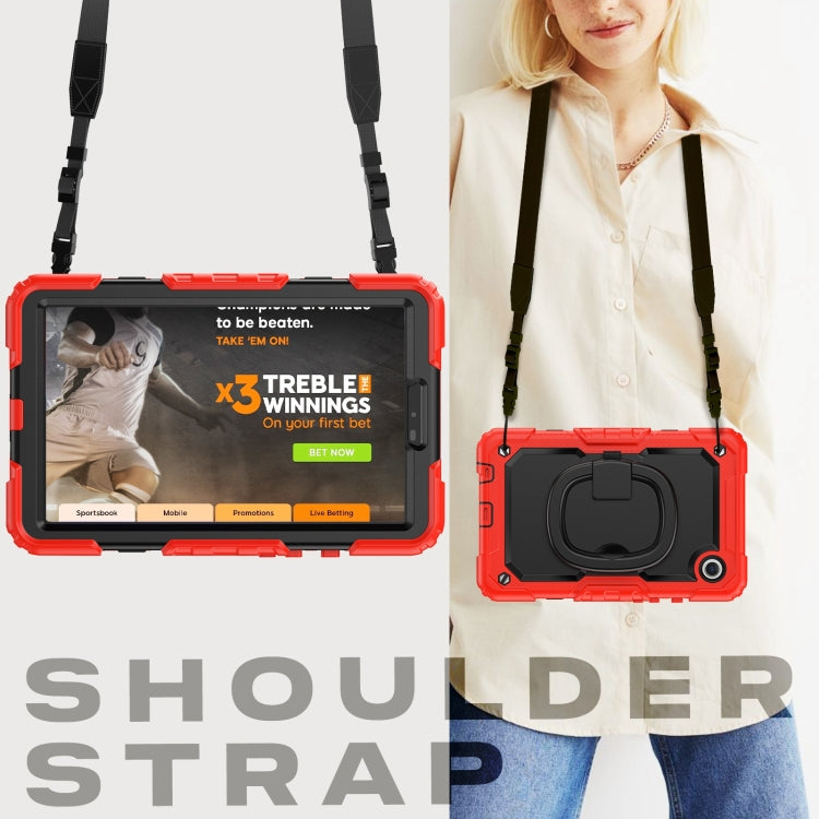For Samsung Galaxy Tab A9 Handle Silicone Hydric PC Tablet Case with Shoulder Strap(Red) - Galaxy Tab A9 by buy2fix | Online Shopping UK | buy2fix