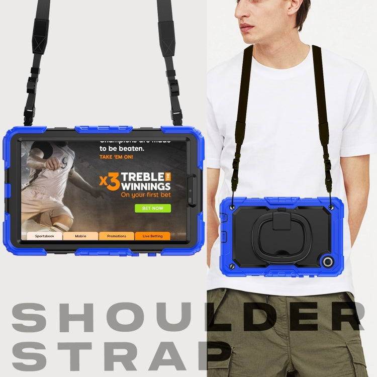 For Samsung Galaxy Tab A9 Handle Silicone Hydric PC Tablet Case with Shoulder Strap(Dark Blue) - Galaxy Tab A9 by buy2fix | Online Shopping UK | buy2fix