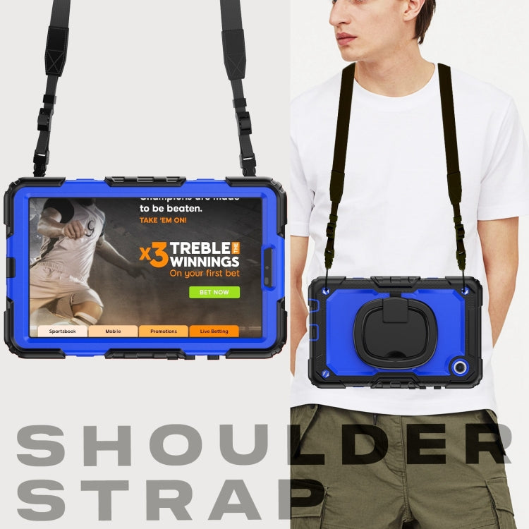 For Samsung Galaxy Tab A9 Handle Silicone Hydric PC Tablet Case with Shoulder Strap(Dark Blue PC) - Galaxy Tab A9 by buy2fix | Online Shopping UK | buy2fix