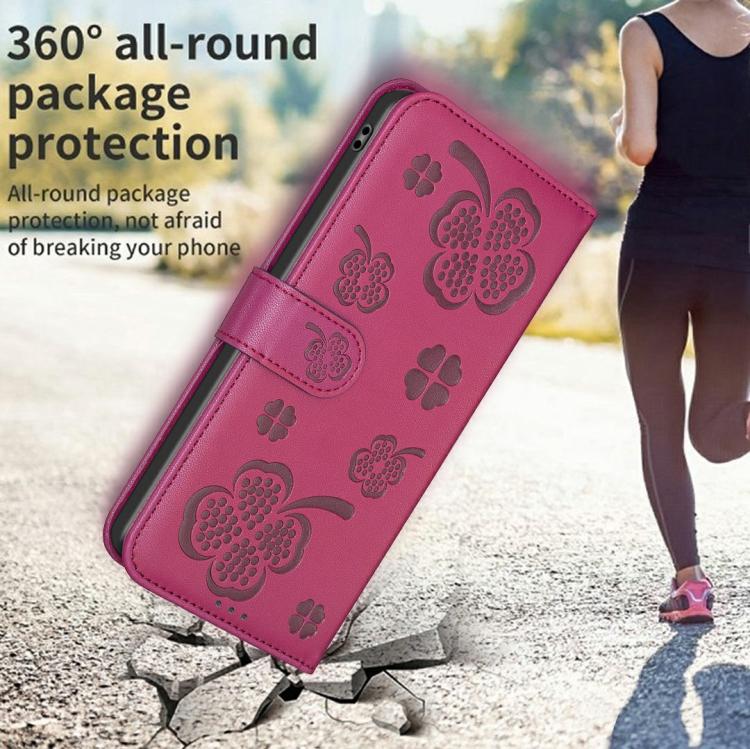 For iPhone Air Four-leaf Embossed Leather Phone Case(Rose Red) - iPhone Air Cases by buy2fix | Online Shopping UK | buy2fix