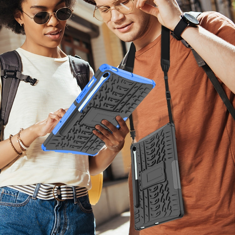 For Samsung Galaxy Tab S9 FE / S10 FE Tire Texture TPU + PC Tablet Case with Holder(Green) by buy2fix