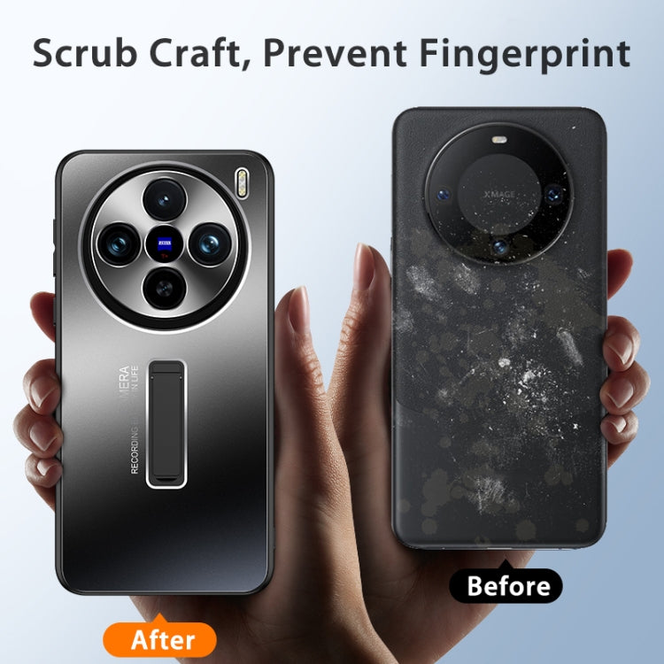 For vivo X100 Pro Frosted Metal Hybrid TPU Holder Phone Case(Blue) by imak