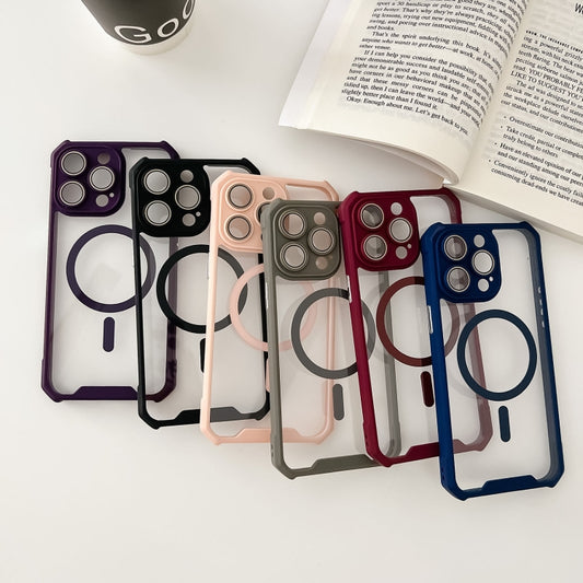 For iPhone 11 Pro Max Colorful Two-Color Lens Film MagSafe Magnetic Horn Acrylic+TPU Case(Red) by buy2fix