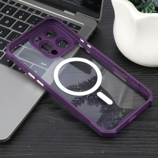 For iPhone 16 Pro Colorful Two-Color Lens Film MagSafe Magnetic Horn Acrylic+TPU Case(Purple) by buy2fix