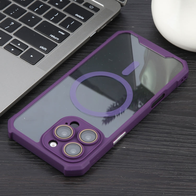 For iPhone 16 Pro Colorful Two-Color Lens Film MagSafe Magnetic Horn Acrylic+TPU Case(Purple) by buy2fix