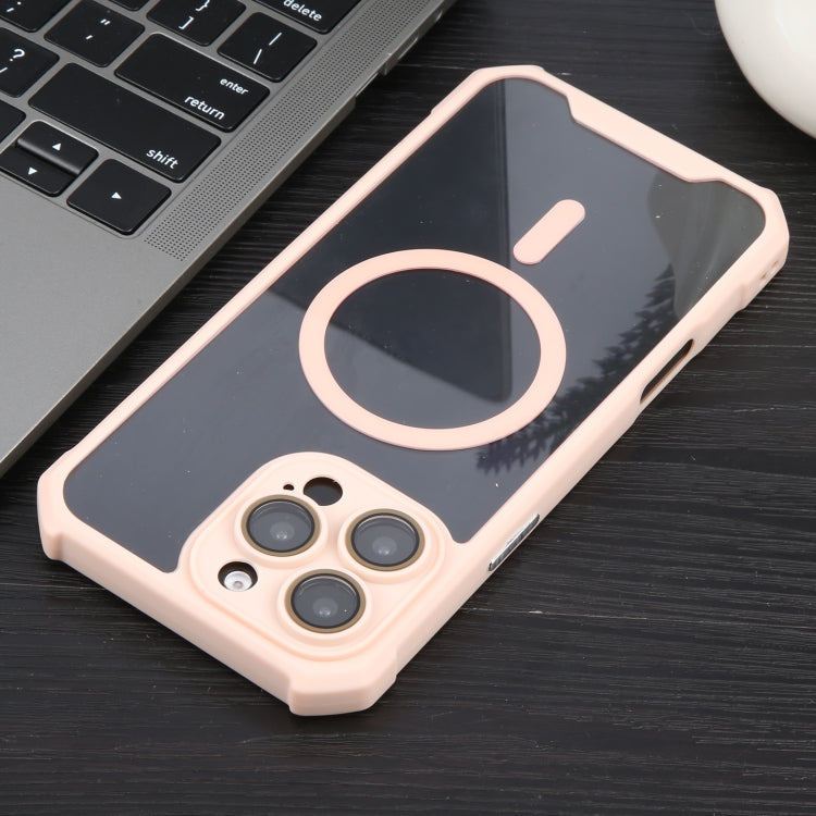 For iPhone 16 Pro Colorful Two-Color Lens Film MagSafe Magnetic Horn Acrylic+TPU Case(Pink) by buy2fix