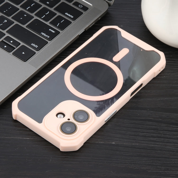 For iPhone 16 Colorful Two-Color Lens Film MagSafe Magnetic Horn Acrylic+TPU Case(Pink) by buy2fix