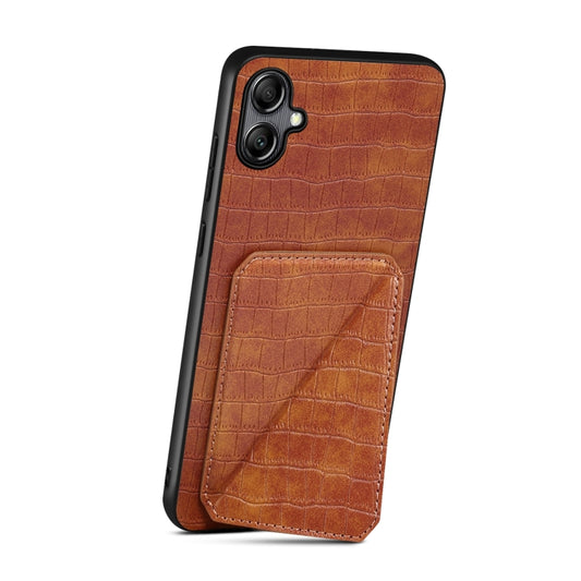 For Samsung Galaxy A05s Denior Imitation Crocodile Leather Back Phone Case with Holder(Brown) by Denior