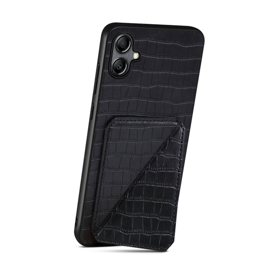 For Samsung Galaxy A20 / A30 Denior Imitation Crocodile Leather Back Phone Case with Holder(Black) by Denior