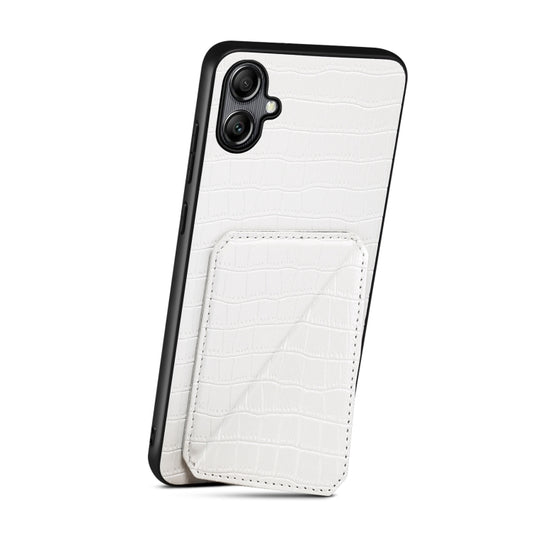 For Samsung Galaxy A20 / A30 Denior Imitation Crocodile Leather Back Phone Case with Holder(White) by Denior