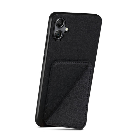 For Samsung Galaxy A14 5G / 4G Denior Imitation Calf Leather Back Phone Case with Holder(Black) by Denior