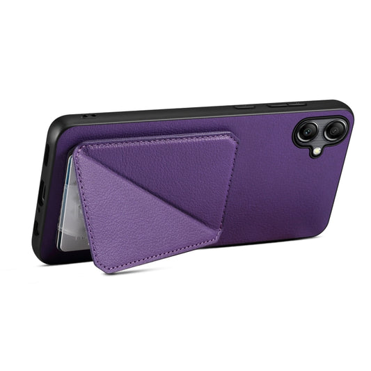 For Samsung Galaxy A24 Denior Imitation Calf Leather Back Phone Case with Holder(Purple) by Denior