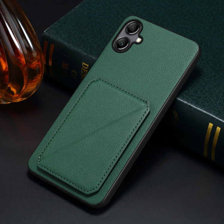 For Samsung Galaxy A70 Denior Imitation Calf Leather Back Phone Case with Holder(Green) by Denior