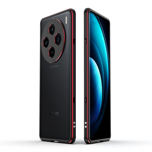 For vivo X100 Aurora Series Metal Frame Phone Case(Black Red) by imak