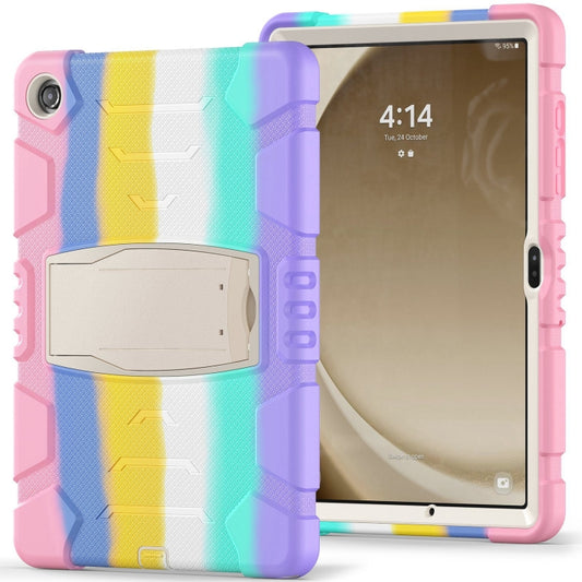 For Samsung Galaxy Tab A9+ / X210 PC Hybrid Silicone Tablet Case with Holder(Colorful Pink) - Galaxy Tab A9+ by buy2fix | Online Shopping UK | buy2fix