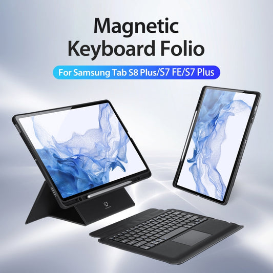 For Samsung Galaxy Tab S8+ / S7+ / S7 FE DUX DUCIS DK Floating Magnetic Keyboard Leather Tablet Case(Black) by DUX DUCIS