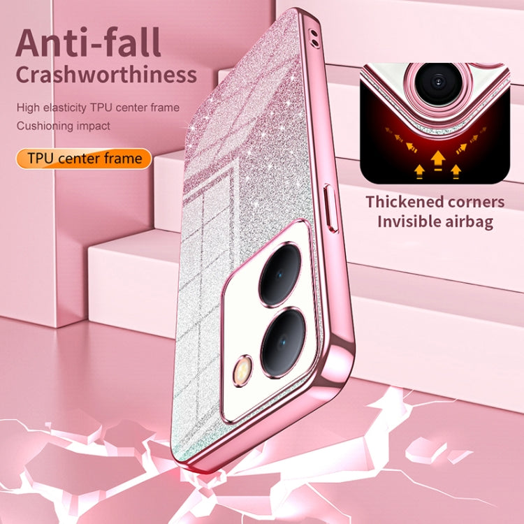 For vivo X100 Pro Gradient Glitter Powder Electroplated Phone Case(Transparent) by imak