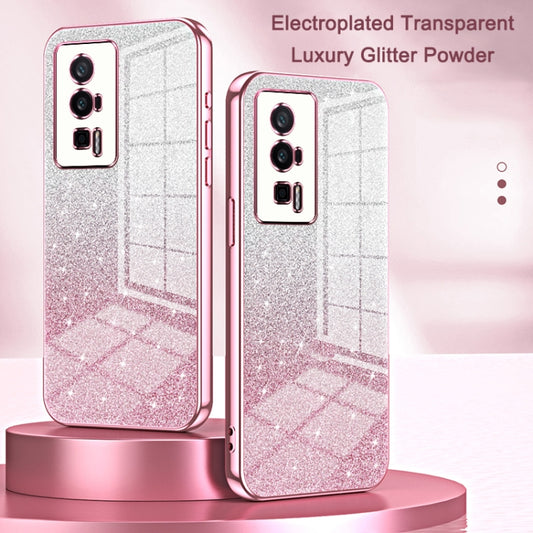 For Xiaomi 14 Gradient Glitter Powder Electroplated Phone Case(Pink) by buy2fix
