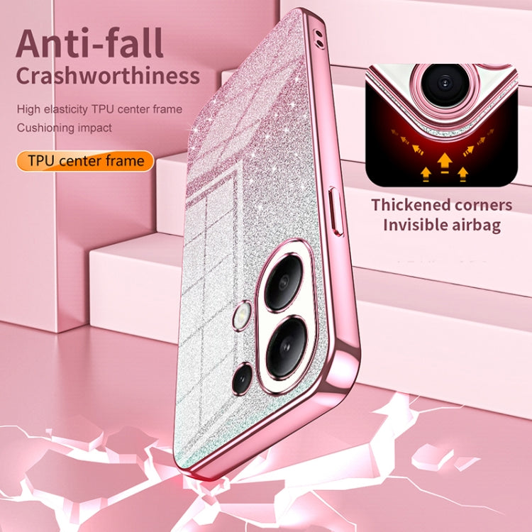 For Xiaomi Redmi Note 13 Pro 4G Gradient Glitter Powder Electroplated Phone Case(Pink) by buy2fix