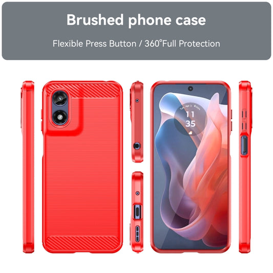For Motorola Moto G Play 2024 Carbon Fiber Brushed Texture TPU Phone Case(Red) by buy2fix