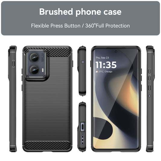 For Motorola Edge 2024 Carbon Fiber Brushed Texture TPU Phone Case(Black) by buy2fix