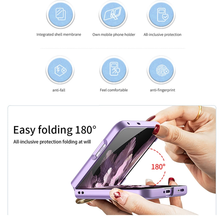 For OPPO Find N3 Flip GKK Integrated Ultra-thin Full Coverage Phone Case with Ring Holder(Pink) by GKK