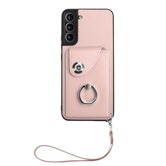 For Samsung Galaxy S22+ 5G Organ Card Bag Ring Holder PU Phone Case with Lanyard(Pink) by buy2fix